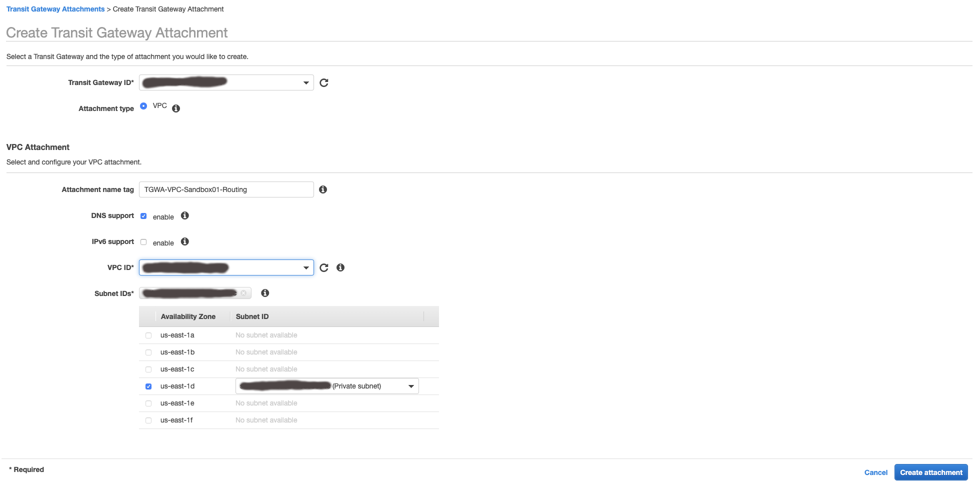 TGW Attachment Other Account